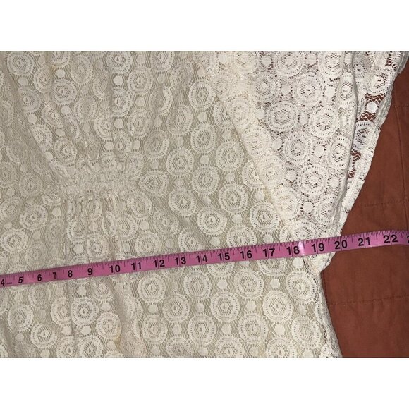 Chicos Cream Lace Flutter Short Sleeve Causal Knit Top Blouse Women's Size 8 - Picture 5 of 7